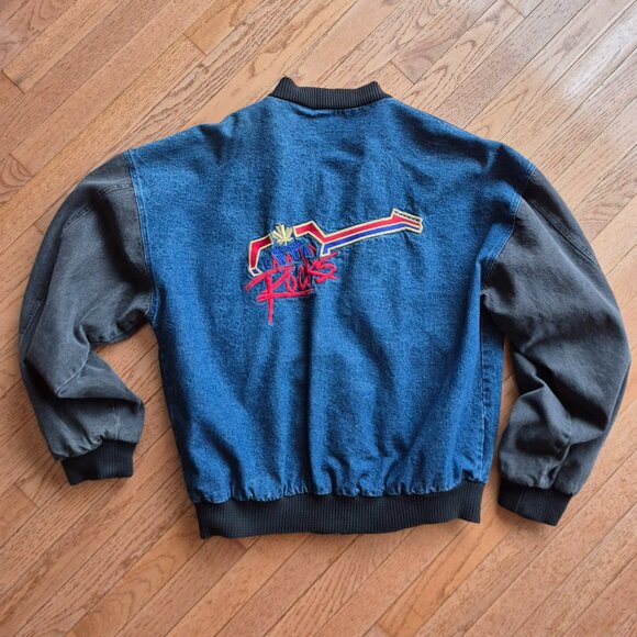 Vintage Molson Canadian Rocks Denim Bomber Coat Snap Front Jacket XL - Picture 1 of 15